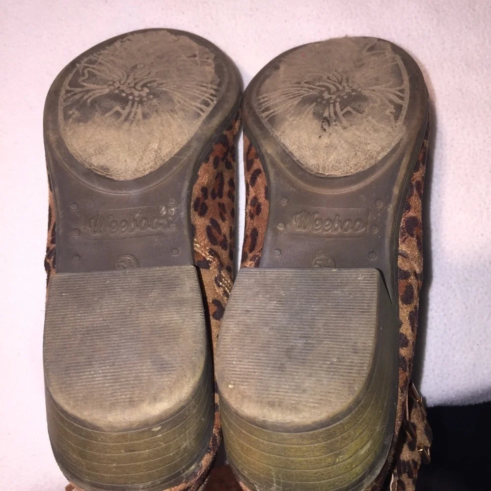 Weeboo ankle braided strap leopard bootie